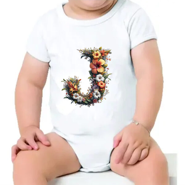 Body infantil Alfabeto Floral Letra J - Imagem 4
