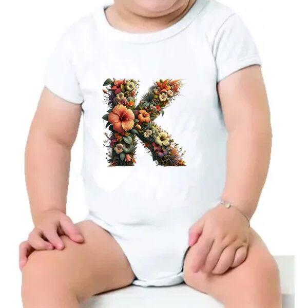 Body infantil Alfabeto Floral Letra K - Imagem 4