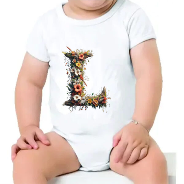 Body infantil Alfabeto Floral Letra L - Imagem 4