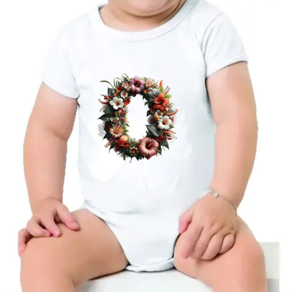 Body infantil Alfabeto Floral Letra O - Imagem 4