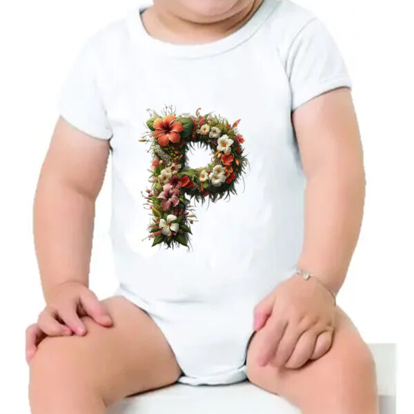 Body infantil Alfabeto Floral Letra P - Imagem 4