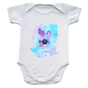 Body infantil Gemeos fundo zodiacal