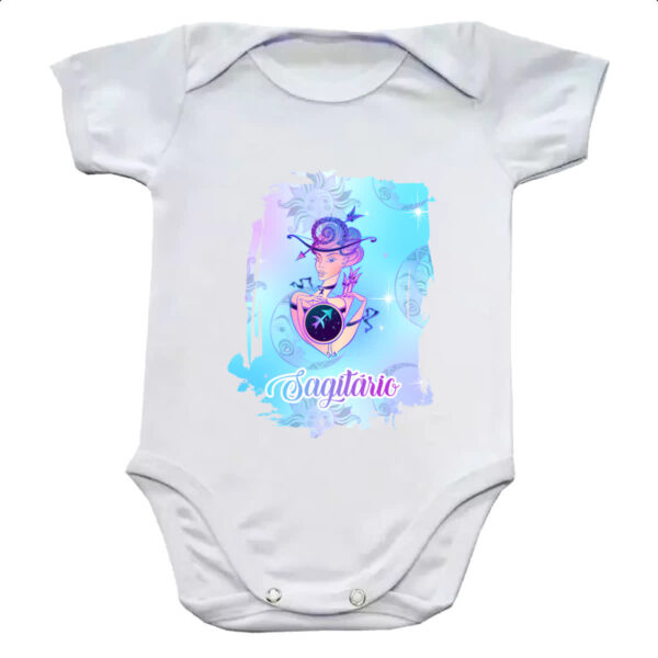 Body infantil Sagitario fundo zodiacal