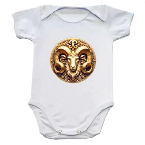 Body infantil Signo de Aries moeda de ouro