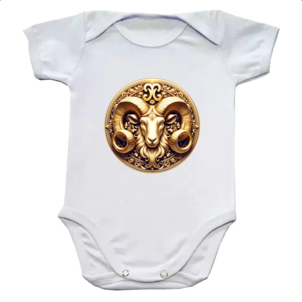 Body infantil Signo de Aries moeda de ouro