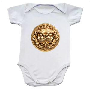 Body infantil Signo de Gemeos moeda de ouro