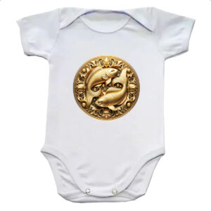 Body infantil Signo de Peixes moeda de ouro