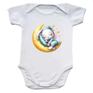Body infantil Cute Coelho dormindo na Lua