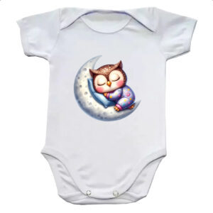 Body infantil Cute Coruja dormindo na Lua