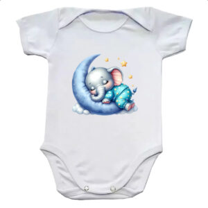 Body infantil Cute Elefante dormindo na Lua