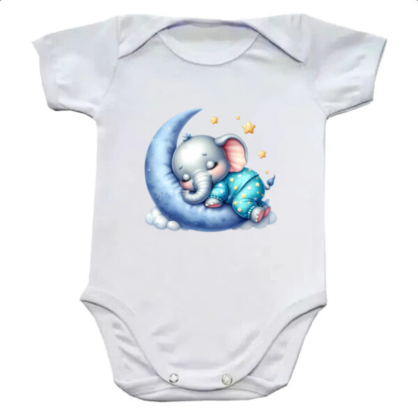 Body infantil Cute Elefante dormindo na Lua