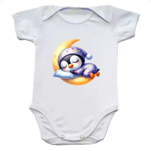 Body infantil Cute Pinguim dormindo na Lua