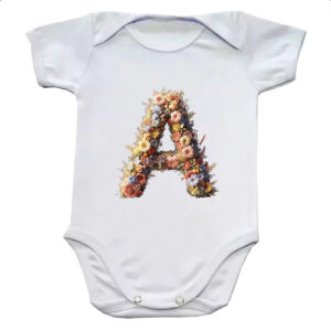 Body infantil Alfabeto Floral Letra A