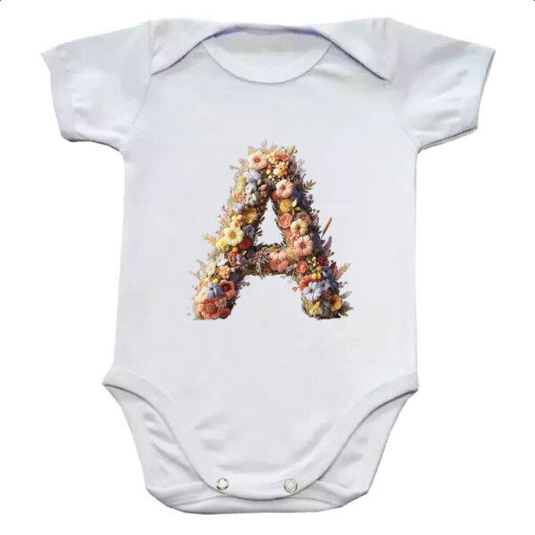 Body infantil Alfabeto Floral Letra A