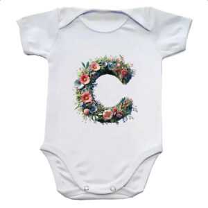 Body infantil Alfabeto Floral Letra C
