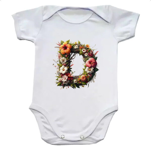 Body infantil Alfabeto Floral Letra D