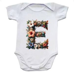 Body infantil Alfabeto Floral Letra E