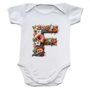 Body infantil Alfabeto Floral Letra F