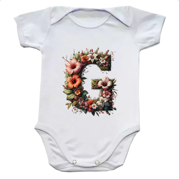 Body infantil Alfabeto Floral Letra G