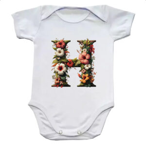 Body infantil Alfabeto Floral Letra H