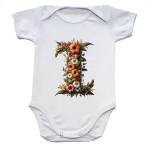 Body infantil Alfabeto Floral Letra I