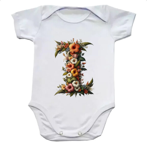 Body infantil Alfabeto Floral Letra I