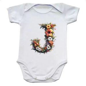 Body infantil Alfabeto Floral Letra J