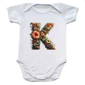 Body infantil Alfabeto Floral Letra K