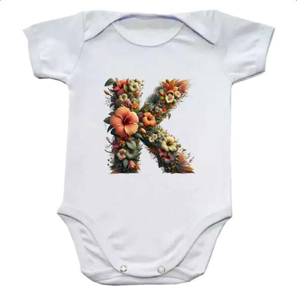 Body infantil Alfabeto Floral Letra K