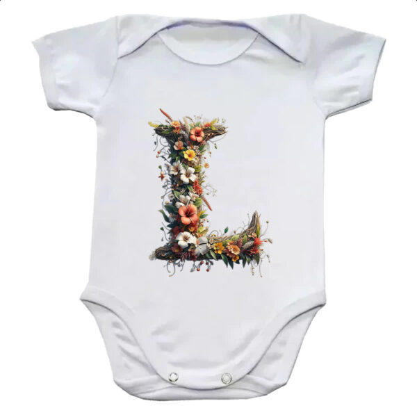 Body infantil Alfabeto Floral Letra L