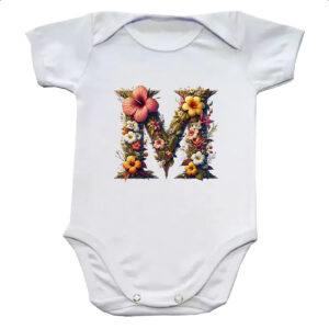 Body infantil Alfabeto Floral Letra M