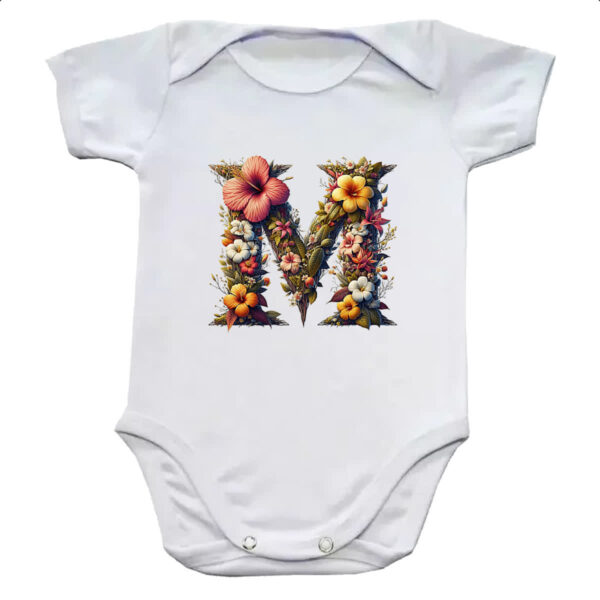 Body infantil Alfabeto Floral Letra M