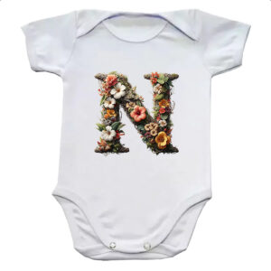 Body infantil Alfabeto Floral Letra N