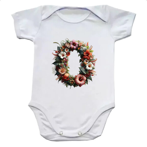 Body infantil Alfabeto Floral Letra O