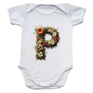 Body infantil Alfabeto Floral Letra P