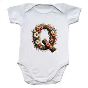 Body infantil Alfabeto Floral Letra Q