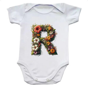 Body infantil Alfabeto Floral Letra R