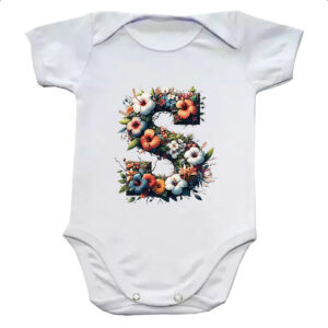 Body infantil Alfabeto Floral Letra S