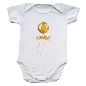 Body infantil Signo Aquario Constelacao Dourada