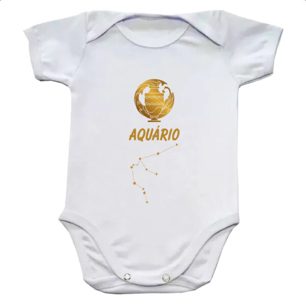 Body infantil Signo Aquario Constelacao Dourada
