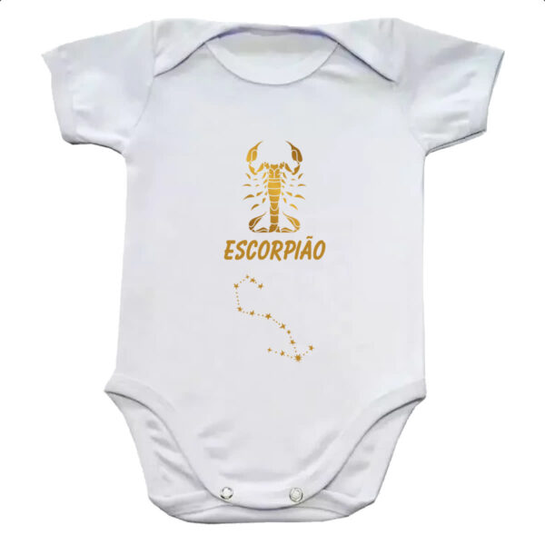 Body infantil Signo Escorpiao Constelacao Dourada