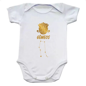 Body infantil Signo Gemeos Constelacao Dourada