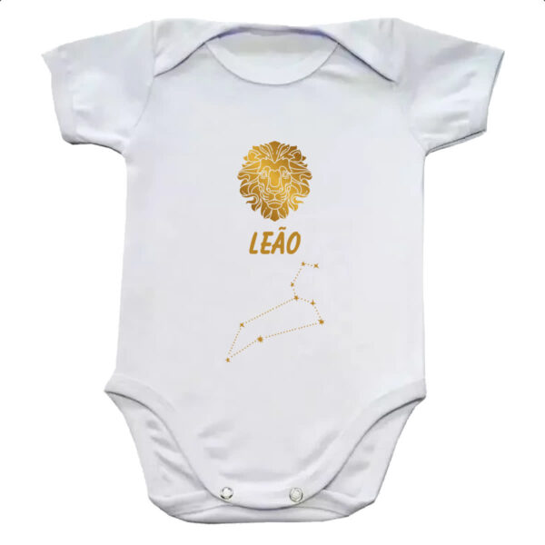 Body infantil Signo Leao Constelacao Dourada