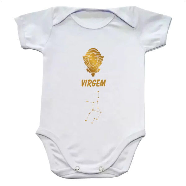 Body infantil Signo Virgem Constelacao Dourada
