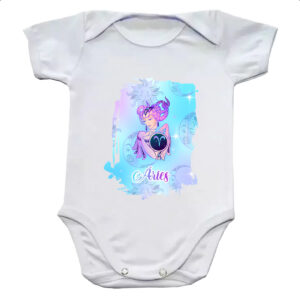 Body infantil Aries fundo zodiacal
