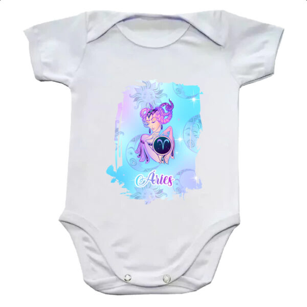 Body infantil Aries fundo zodiacal