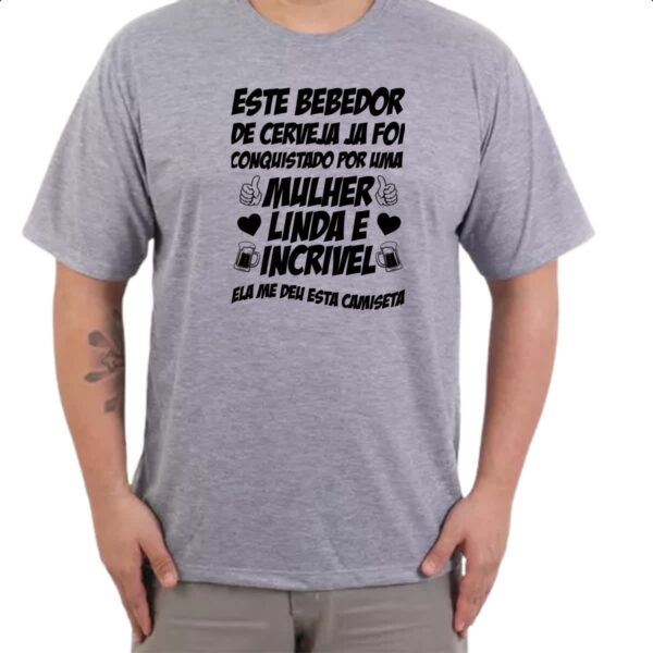 Camiseta Cinza Bebedor de cerveja conquistado - Imagem 3
