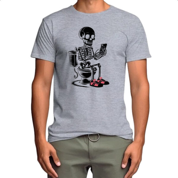 Camiseta Cinza Esqueleto na Sala de Forca - Imagem 4