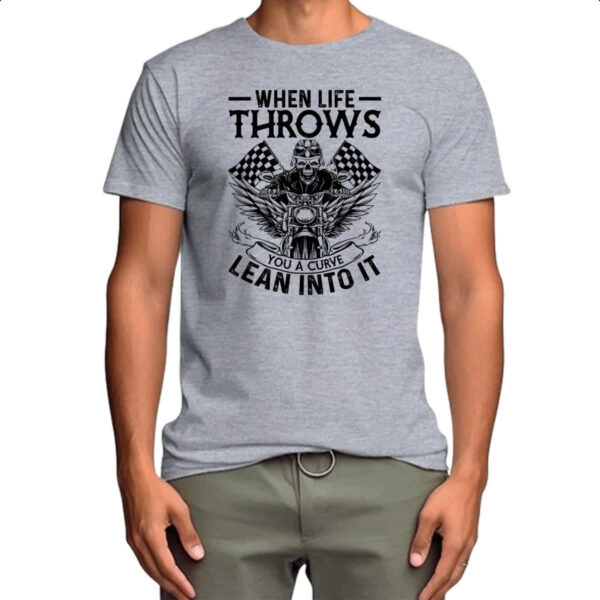 Camiseta Cinza Motorcycle when life throws - Imagem 4