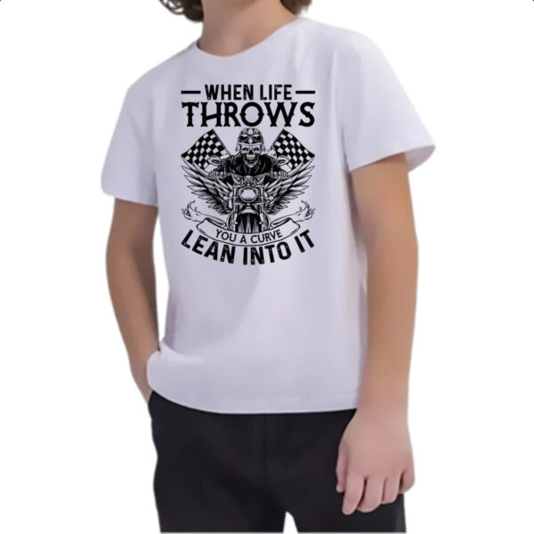 Camiseta Infanto Juvenil Motorcycle when life throws - Imagem 2